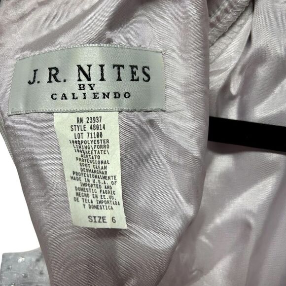 Vintage J.R. Nites by Caliendo Silver Gray Sparkly Formal Midi Dress Cap Sleeve - Picture 7 of 11